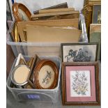 Miscellaneous pictures and prints, including a pair of oval watercolour Norfolk landscapes, a gilt