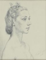 June Ryan (1925-2006) - Portrait of the Prima Ballerina Svetlana Beriosova, head and shoulders,