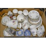 A 1950s Zena English bone china floral tea service, a Colclough bone china tea service, etc