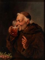 Constantin Stoitzner (1863-1934) - A Jolly Friar; A Drinking Monk, a pair, signed, oil on panels, 20