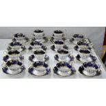 A set of eleven Coalport teacups and seven coffee cups, c1840, Adelaide shape, in a blue and gilt