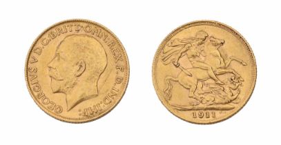 Gold coin. Sovereign 1911