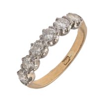 A diamond ring, with round brilliant cut diamonds, in gold marked 18ct, 2.6g, size J