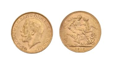 Gold coin. Sovereign 1913P