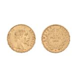 Gold coin. France 20 francs 1858