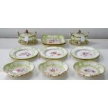 An English porcelain dessert service, possibly Grainger Worcester, c1820, painted with a central