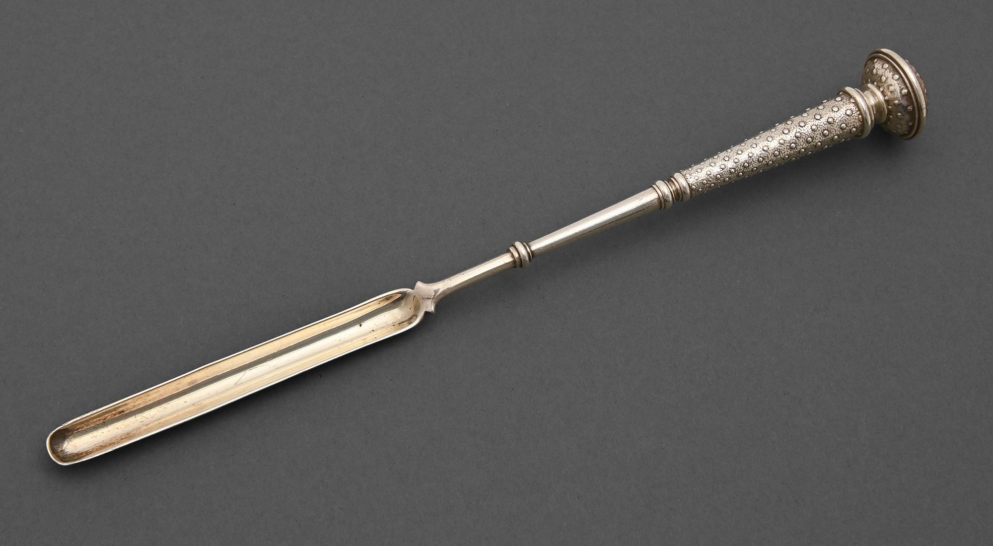 A North American silver marrow scoop, late 19th c, 25.5cm l, by Ball, Black & Co, maker’s mark and