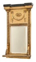 A Victorian giltwood and composition mirror, with shelf and bevelled plate, 55 x 26cm Minor losses