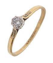 A diamond ring, illusion set, in gold marked 18ct PLAT, 1.9g, size Q Wear consistent with age