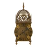 An English brass lantern clock, early 20th c, in 17th c style, the backplate stamped CARTER BOWLES