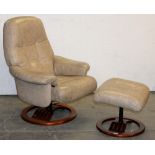 A swivel easy chair and stool