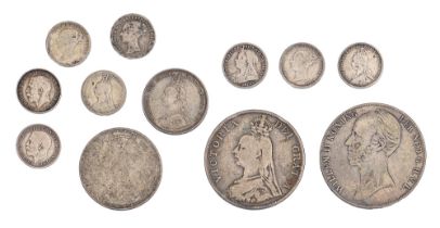 Silver coins. Netherlands 2½G 1845, Victoria double florin 1890 and others (10) (12) Condition