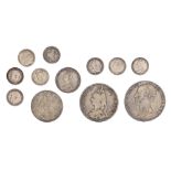 Silver coins. Netherlands 2½G 1845, Victoria double florin 1890 and others (10) (12) Condition