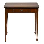 A mahogany and inlaid card table, 20th c, in George III style, 78cm h; 74 x 37cm