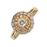 A diamond ring, of tiered cluster design, in 18ct gold, 3.6g, size O