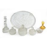 Miscellaneous cut and coloured glass ware, including dressing table sets, etc