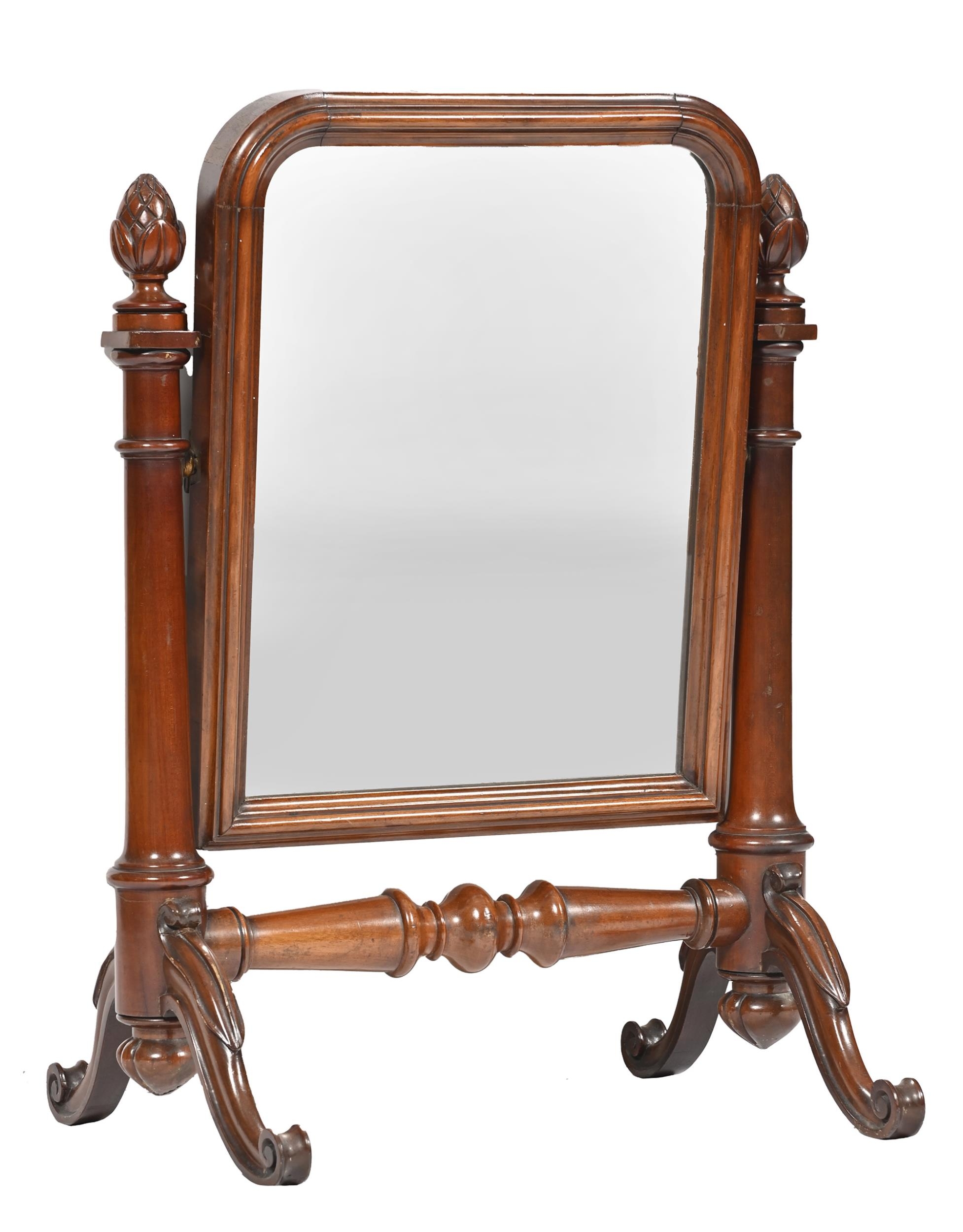 A Victorian carved and turned mahogany dressing mirror,  73cm h, 55cm w Good condition