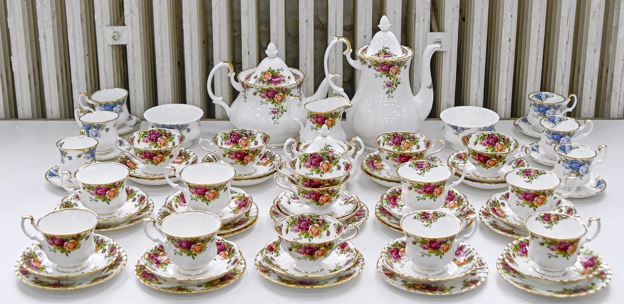 A Royal Albert Old Country Roses pattern tea and coffee service Good condition, first quality.