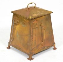 An Arts & Crafts brass coal bucket, c1920,  46cm h excluding handle Some minor scuffs and