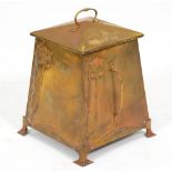 An Arts & Crafts brass coal bucket, c1920,  46cm h excluding handle Some minor scuffs and