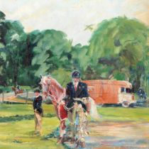 Frank Boothman (fl. 1953 - 1965) - Gymkhana Day, inscribed and dated 1953 to verso, oil, 29.5 x 29cm