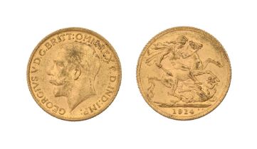 Gold coin. Sovereign 1914