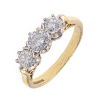 A diamond ring, with round brilliant cut diamonds, in 18ct gold, Birmingham 1990, 3.7g, size J