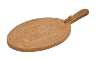 A Mouseman oak cheese board, 37.5cm l Not split or chipped