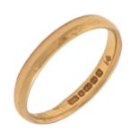 A 22ct gold wedding ring, 3.4g, size M Typical wear
