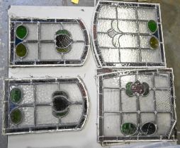 A set of eleven leaded glass door or window lights, early 20th c, 43 x 39cm and smaller