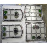 A set of eleven leaded glass door or window lights, early 20th c, 43 x 39cm and smaller