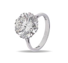 A diamond ring, the round brilliant cut diamond of approx. 7.25ct, in 18ct white gold, London