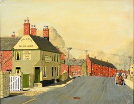 English Naive Artist, early 20th c - The Dog & Duck Pub, Sutton-in-Ashfield, Nottinghamshire,