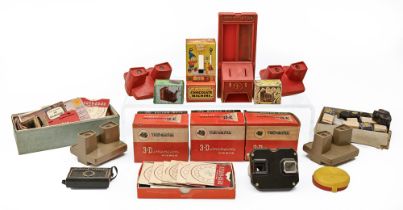 Stereoscopes. A collection of Viewmaster viewers and circular transparencies, 1950s / 60s