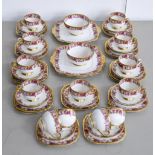 A Royal Albert rose border tea service, printed mark Good condition save for some slight stacking