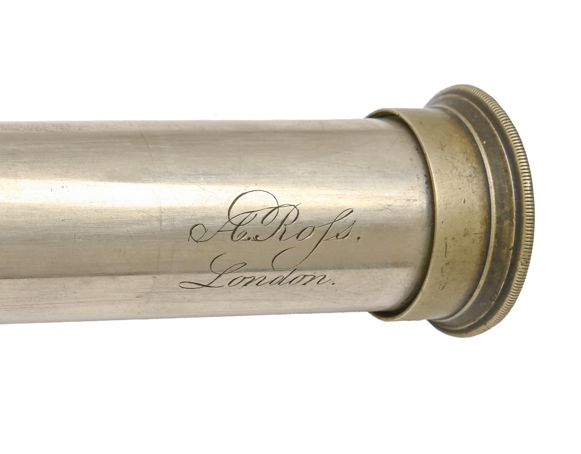 A Victorian 1" nickel plated brass refracting telescope, A Ross, London, with stitched leather - Image 2 of 2