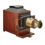 A mahogany, brass and tinplate magic lantern, c1900 Lacks illuminant