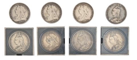 Silver coins. Crown 1889 (3), 1892, 1896, 1897 (2) and 1900 (1) (8)