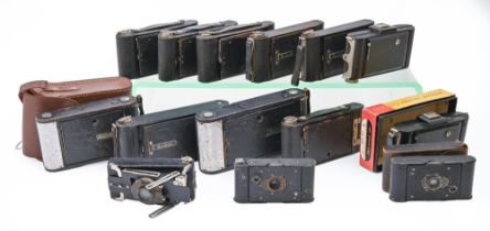 Miscellaneous folding cameras, 1920s-1950s, various manufacturers, including Kodak Six20 folding