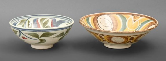 Studio pottery. Edgar Campden (1930-2020) - Bowl, earthenware, tin glazed with brushwork, 27cm diam,