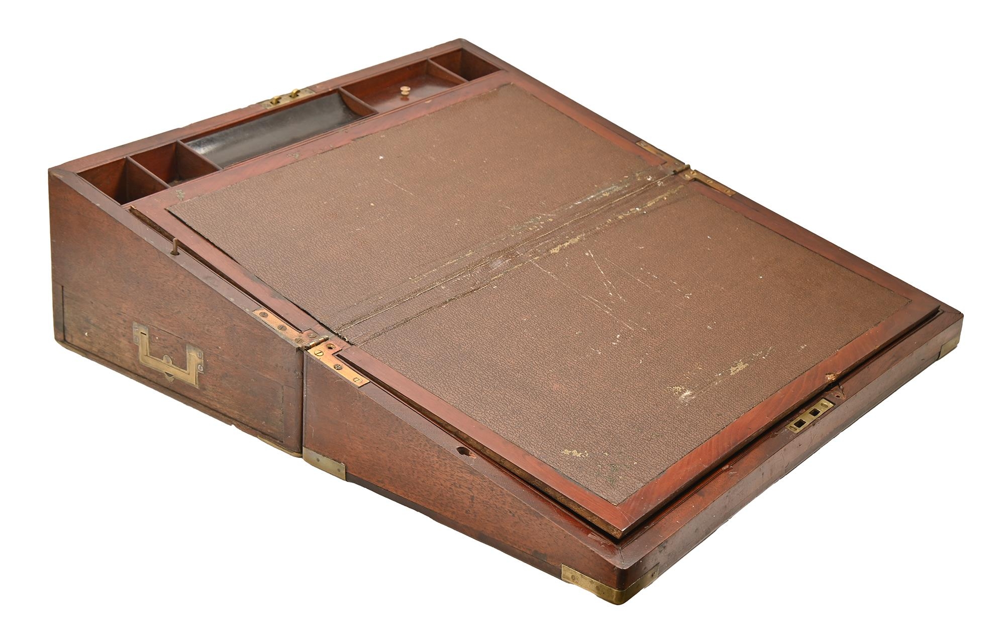 A Victorian brass mounted mahogany writing box, with fitted interior and flush handles, 53cm l - Image 2 of 2