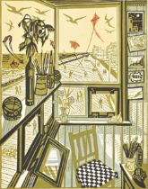 Richard Bawden (b. 1936) - Aldeburgh from the Lookout Tower, signed, titled and numbered 10/85 in