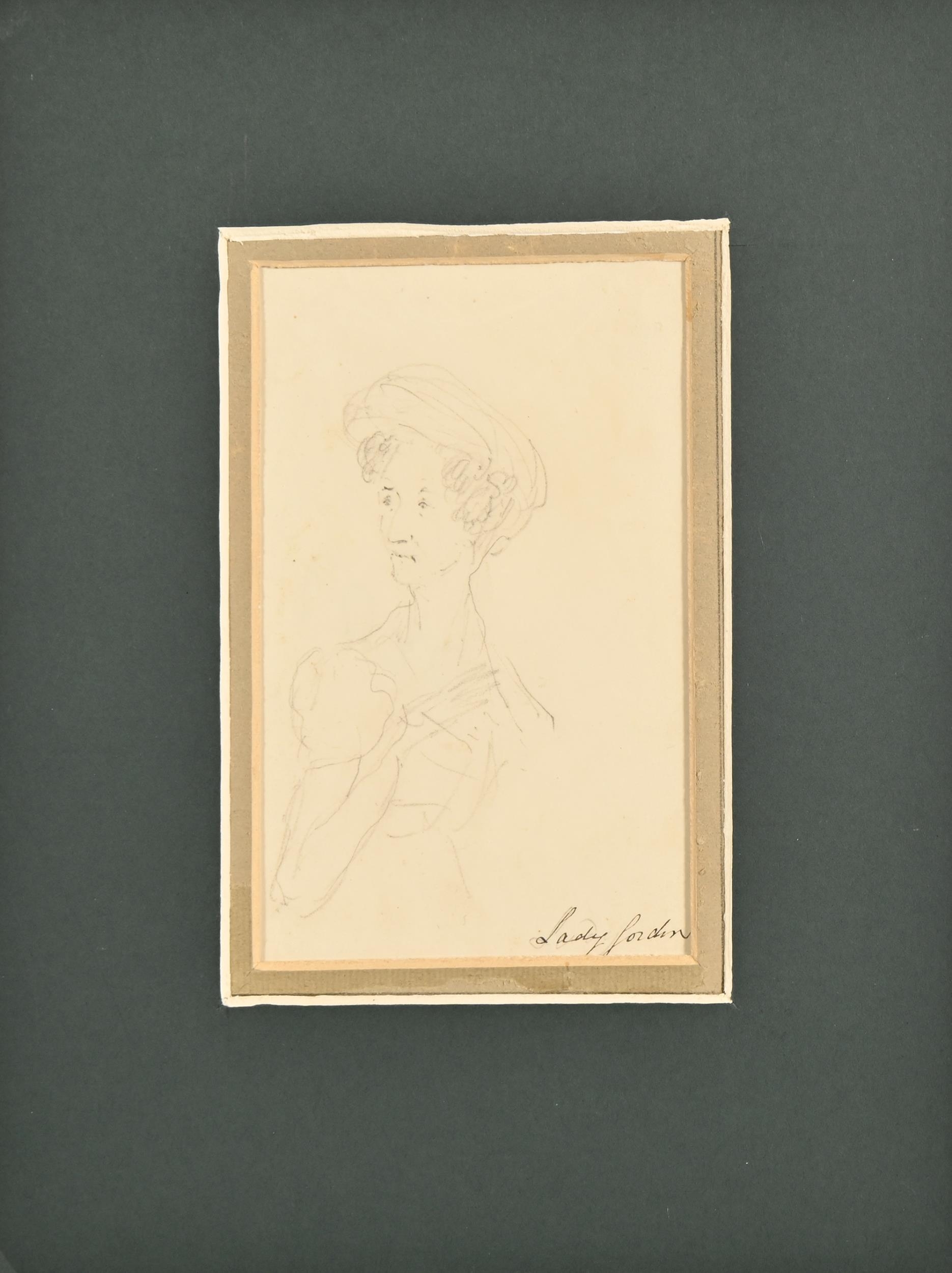 English School, early 19th c - Portrait sketch of Lady Gordon (née Julia Bennet), half-length and - Image 2 of 2