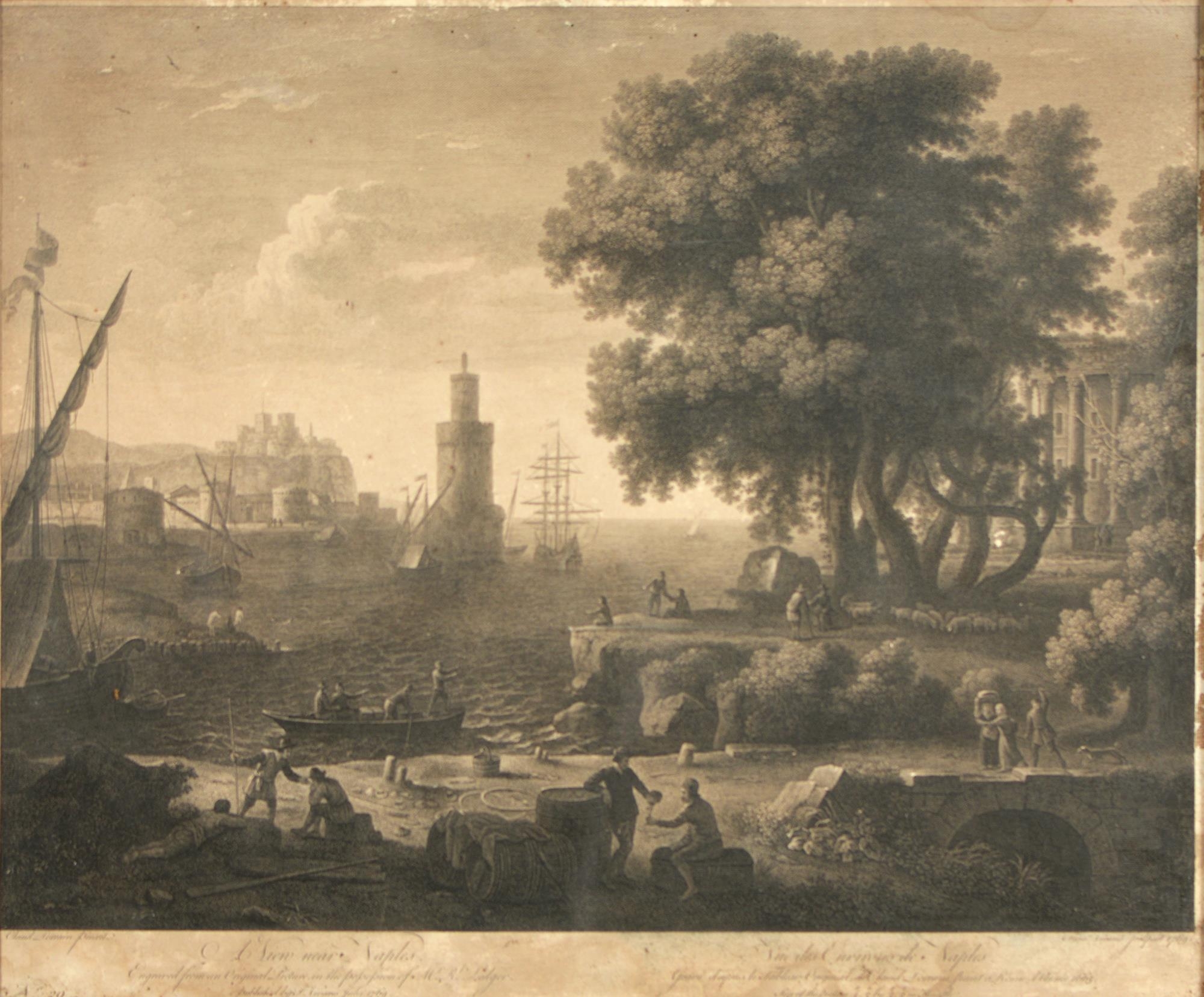 Old Master Print. François Vivares (1709-1780) after Claude Lorrain (1600-1682) - A View near