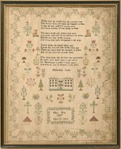 An English linen sampler [by] Mary Else 1827 aged 12 years, finely worked with a named view of