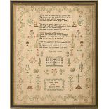 An English linen sampler [by] Mary Else 1827 aged 12 years, finely worked with a named view of