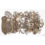 Miscellaneous costume jewellery, mainly silver, approximately 16ozs