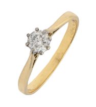 A diamond ring, with old cut diamond, gold hoop, 2.5g, size P Good condition