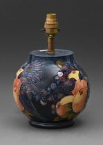 A Moorcroft Blue Finches lamp, 16.5cm h excluding fitment Undamaged