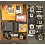 Miscellaneous Kodak roll film cameras, including various Brownie Instamatic and Duaflex, EK200